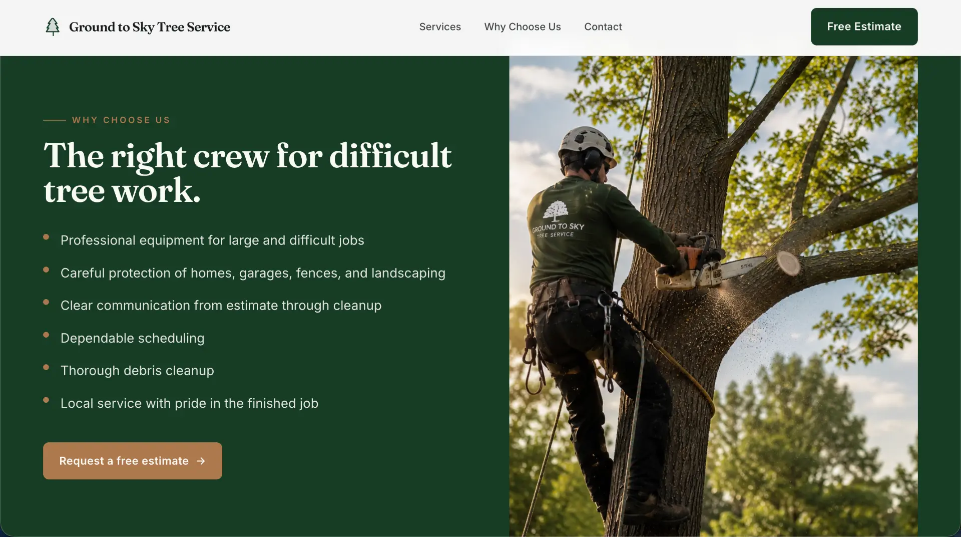 Ground to Sky Tree Service why choose us section